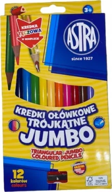 ASTRA Trojhranné pastelky 12ks Jumbo s strúhadlom (vrátane viacfarebnej pastelky) (158478)