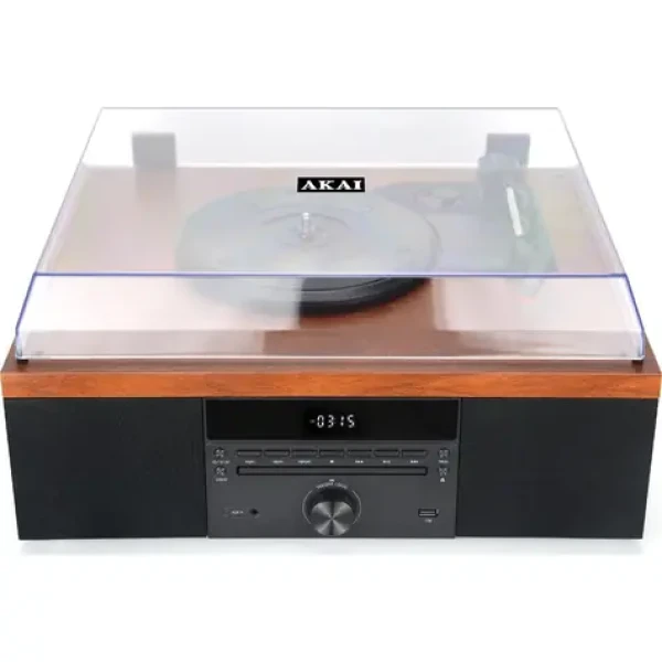 AKAI ATT-14BT hnedá / Gramofón / 33 45 78 RPM / FM / CD / AUX / Bluetooth 5.0 / repro (4905192533496)