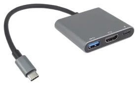 PremiumCord adaptér USB-C na HDMI, USB 3.0 a PD / Redukcia / HDMI 4K 30Hz / USB 3.0 / PD 100W (ku31hdmi20)