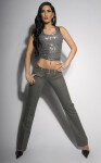 Sexy studded disco-pants with glitter grey 42