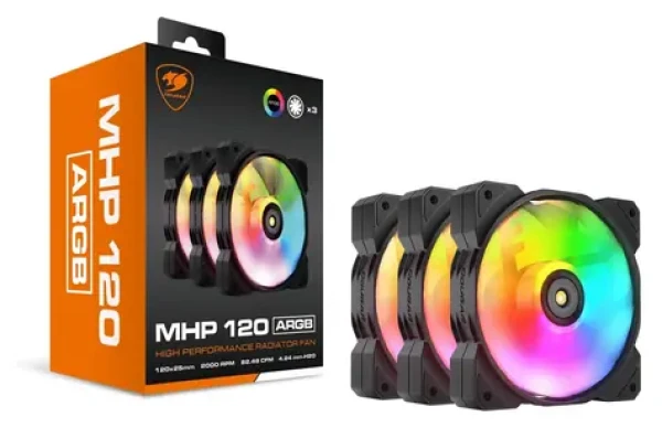 COUGAR MHP 120 ARGB 3 ks čierna, biela / Ventilátor / 120 mm / ARGB / PWM / 600-2000 RPM (CGR-CF-MHP12HB3-RGB)