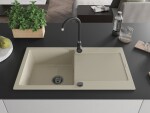 MEXEN/S MEXEN/S - Leo granitový drez 1 s odkvapkávačom 900x500 mm, béžová,+ čierny sifón 6501901010-69-B