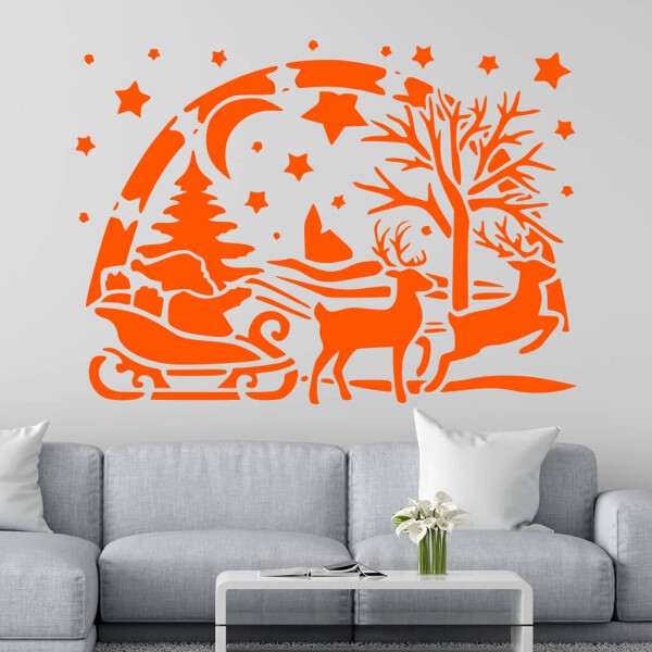 Veselá Stena Samolepka Santa Claus Farba: oranžová, Veľkosť: 60 x 43 cm