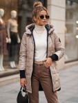 Dámska prešívaná prechodná bunda s kapucňou v kamelovej farbe od FashionStreet TY5790 M