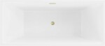 MEXEN/S - Lita voľne stojaca vaňa 170 x 75, biela, sifón a prepad zlatá kartáčovaná 52121707500-55