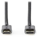 Nedis Profigold High Speed HDMI 10 m šedá / Kábel HDMI / 4K 60 Hz / Ethernet / pozlátené konektory / bavlnený oplet (CVTB34000GY100)