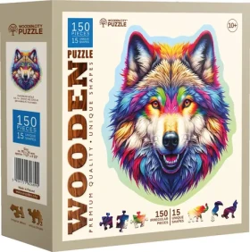 Wooden City Drevené puzzle Dúhový vlk 150 dielikov
