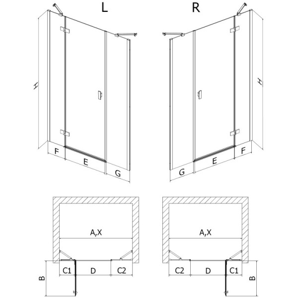 MEXEN/S - Mist-H sprchové dvere krídlové ľavé 120, transparent, meď kartáčovaná 8A5-120-001-65-00-L
