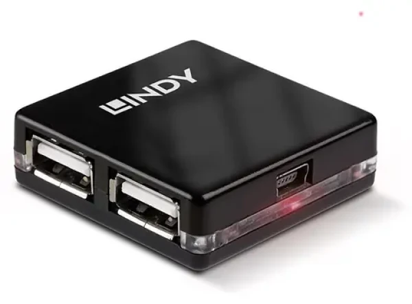 Lindy Mini-Hub čierna / USB hub / 4× USB 2.0 / 480 Mbit/s (42742)