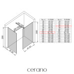 CERANO - Sprchová zástena Walk-in Onyx TL/P - 8 mm - hranatá vzpera - čierna matná, transparentné sklo - 100x60x200 CER-8050BD2911