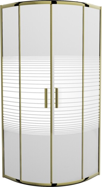 MEXEN - Rio sprchovací kút štvrťkruh 80 x 80, pruhy, zlatá 863-080-080-50-20