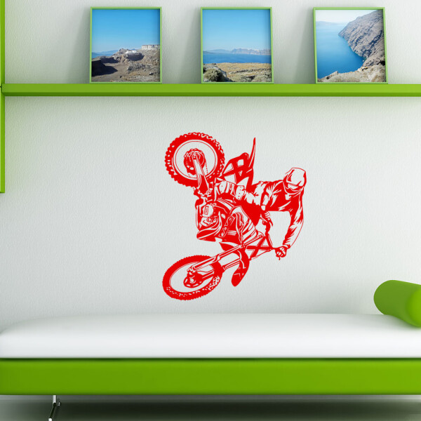 Veselá Stena Samolepka Motokros Farba: červená, Veľkosť: 80 x 98 cm