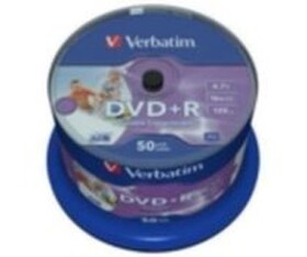 Verbatim 50ks DVD+ R 4.7GB 16x (Wide Injekt Printable) / Spindl (43512)