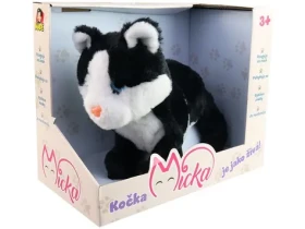 MaDe 12617 Mačka Micka na batérie, reaguje na zvuk, čierna