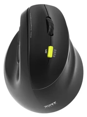 PORT CONNECT Ergo Shape pravoruká čierna / Bezdrôtová ergonomická myš / Bluetooth + 2.4 GHz / 2400 DPI (910007)