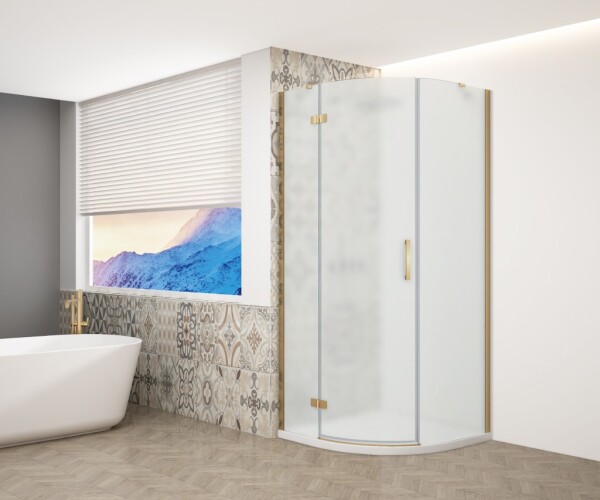 GELCO TRINITY GOLD štvrťkruhový kút 900x900 ľavý, matné sklo, GT6590ML-G GT6590ML-G