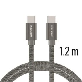 SWISSTEN TEXTILE dátový kábel USB-C - USB-C 1.2m šedá (71527202)