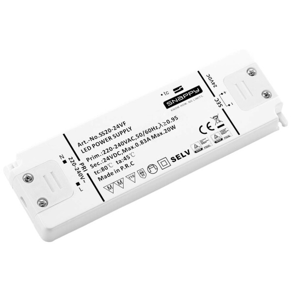 Dehner Elektronik SS 20-24VF napájací zdroj pre LED konštantné napätie 20 W 0.83 A 24 V/DC schválenie nábytku, ochrana proti prepätiu, prepätia; SS 20-24VF