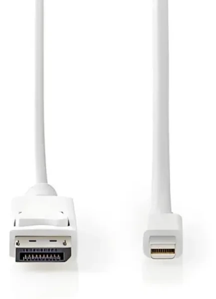 Nedis DisplayPort 1.4 biela / Kábel Mini DisplayPort - DisplayPort / 48 Gbps / Poniklované konektory / 2 m (CCGB37404WT20)