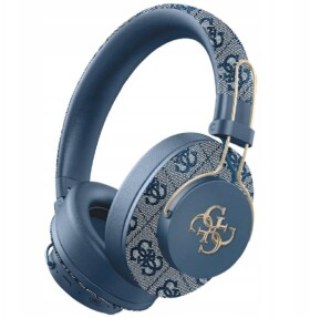 Guess Słuchawki nauszne Guess Bluetooth ENC Metal 4G Logo Modrý