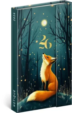 NOTIQUE Týždenný magnetický diár Líška 2026, 13 x 21 cm (PGD-35538-Z)