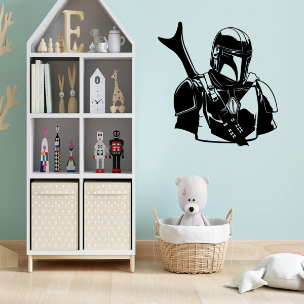 Veselá Stena Samolepka Mandalorian Star Wars Farba: černá, Veľkosť: 60 x 58 cm