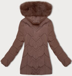 Dámska zimná plus size bunda v čokoládovej farbe s kapucňou S'west (B8300-14) odstíny hnědé 50