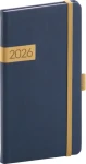 NOTIQUE Vreckový diár Twill 2026 modro-zlatý / 9 x 15.5 cm (PGD-KAPTW-6016)