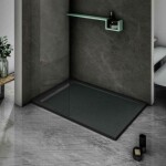 H K - BLACK STAR sprchová vanička z liateho mramoru, obdĺžnik, 120x80x3 cm SE-BLACKSTAR12080SET