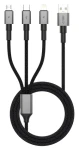 Tech-Protect UltraBoost DNA sivá / Nabíjací kábel 3v1 / USB-C, Micro-USB, Lightning / 120 cm