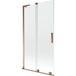 MEXEN/S - Velar L dvojkrídlová posuvná vaňová zástena 100 x 150, transparent, ružové zlato 896-100-003-01-60