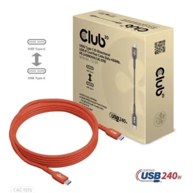 Club3D CAC-1515 oranžový / Kábel USB-C - USB-C / PD 240W (48V/5A) / 4 m / USB 2.0 (CAC-1515)