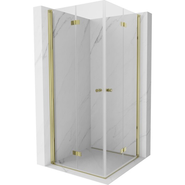MEXEN/S - Mist-F Duo sprchovací kút skladacie dvere 95 x 95, transparent, zlato 8A6-095L-095P-50-00