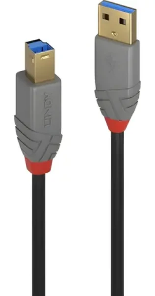 Lindy Anthra Line USB-A - USB-B 1m čierna / Kábel USB / USB 3.2 Gen 1 / 5 Gbit/s (36741)