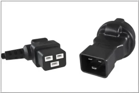 PremiumCord Adaptér IEC C20(M) - SCHUKO CEE 7/3(F) čierna / Redukcia / max. 16 A / 250 V (kpsr-03)