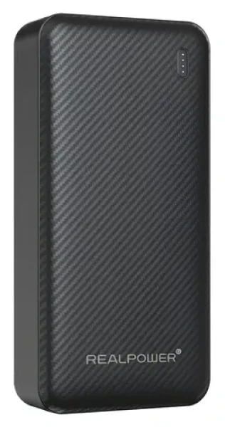 RealPower PB-20000 SSB čierna / Powerbanka 20 000 mAh / Pevnolátková batéria / USB-C 20W / USB-A 22,5W (558789)