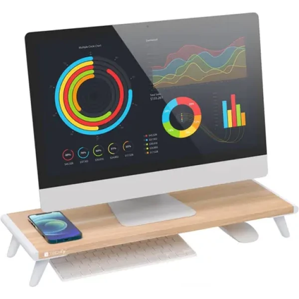 Techly ICA-MS 389 biela / Stojan pod monitor / 545x210x80 mm / ABS, MDF / nožičky (ICA-MS-389)