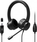 PORT CONNECT 901605 Stereo headset s mikrofónom / USB-A amp; USB-C / kábel 1.8 m / čierna (901605-PC)