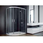 BESCO - Asymetrický sprchovací kút MODERN 185 + vanička z liateho mramoru LAKA - FARBA rámu - Chróm / Leštený hliník (ALU), Rozmer A - 100, Rozmer B - 80, Vanička HL - Vrátane vaničky, Výplň - Číre bezpečnostné sklo - 6 mm, Spôsob prevedenia - Ľavá (