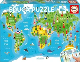 Educa Puzzle Mapa sveta s dievčatami