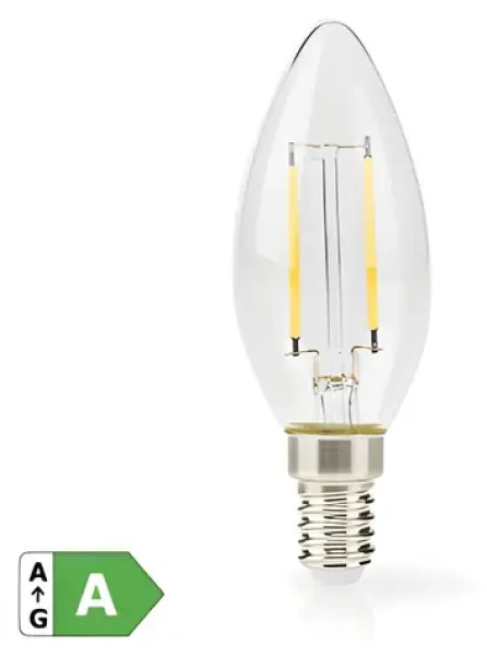 Nedis LED žiarovka E14 / Sviečka / 2,2 W / 470 lm / 2700 K / Teplá biela / Retro štýl / Číre / 1 ks (LBFE14C351A)