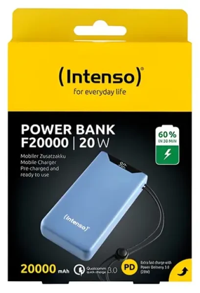 INTENSO Powerbank F20000 modrá / Powerbanka / 20000 mAh / PD 3.0 / QC 3.0 / USB-C / USB-A (7332055)