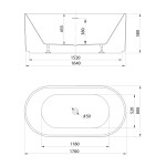 AQUALINE - TURIA STRIP voľne stojaca vaňa 170x80cm, biela E2780