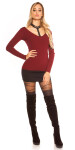 Trendy KouCla V-Cut sweater with choker rivets Einheitsgroesse