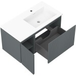 MEXEN/S - Rivel kúpeľňová skrinka 90 cm s umývadlom Otis pravá, 1S, 1D, reliéf, grafit mat/biela mat 91A23-09047-3-BBFF66-W18P01