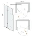 MEXEN - ROMA krídlové dvere 120x190 cm 6mm, čierne, transparent so stenovým profilom 854-120-000-70-00
