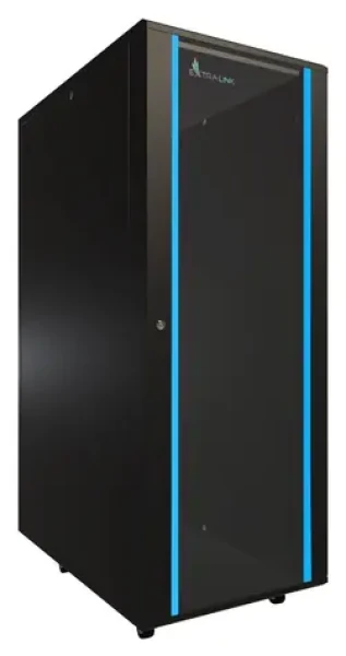 Extralink 37U 19" čierna / Stojanový rozvádzač / 600×1000 mm / Sklenené dvere / Nosnosť 1200 kg (EX.11403)