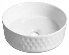 ISVEA - ROMBO keramické umývadlo na dosku, priemer 36cm, biela 10NF67036