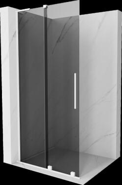 MEXEN/S - Velar L Sprchová zástena posuvná Walk-in 110 x 200, grafit 8 mm, biela 871-110-003-43-20
