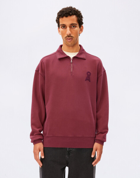 Armedangels GMT Dye Zip Troyer 3753 velvet red washed XL